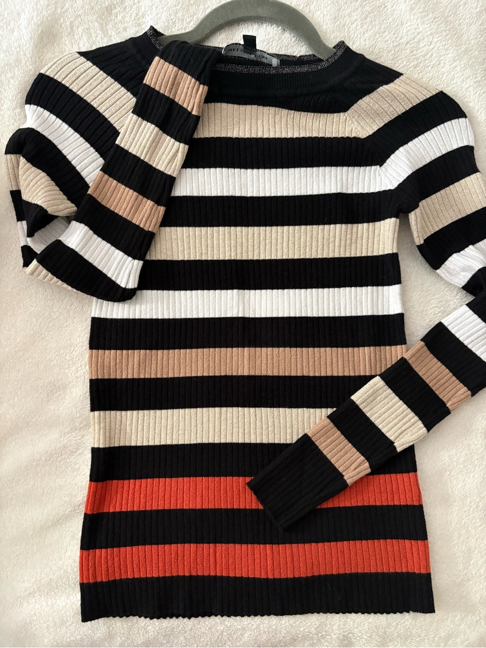 Melanie Lyne Striped Ribbed Knit Sweater